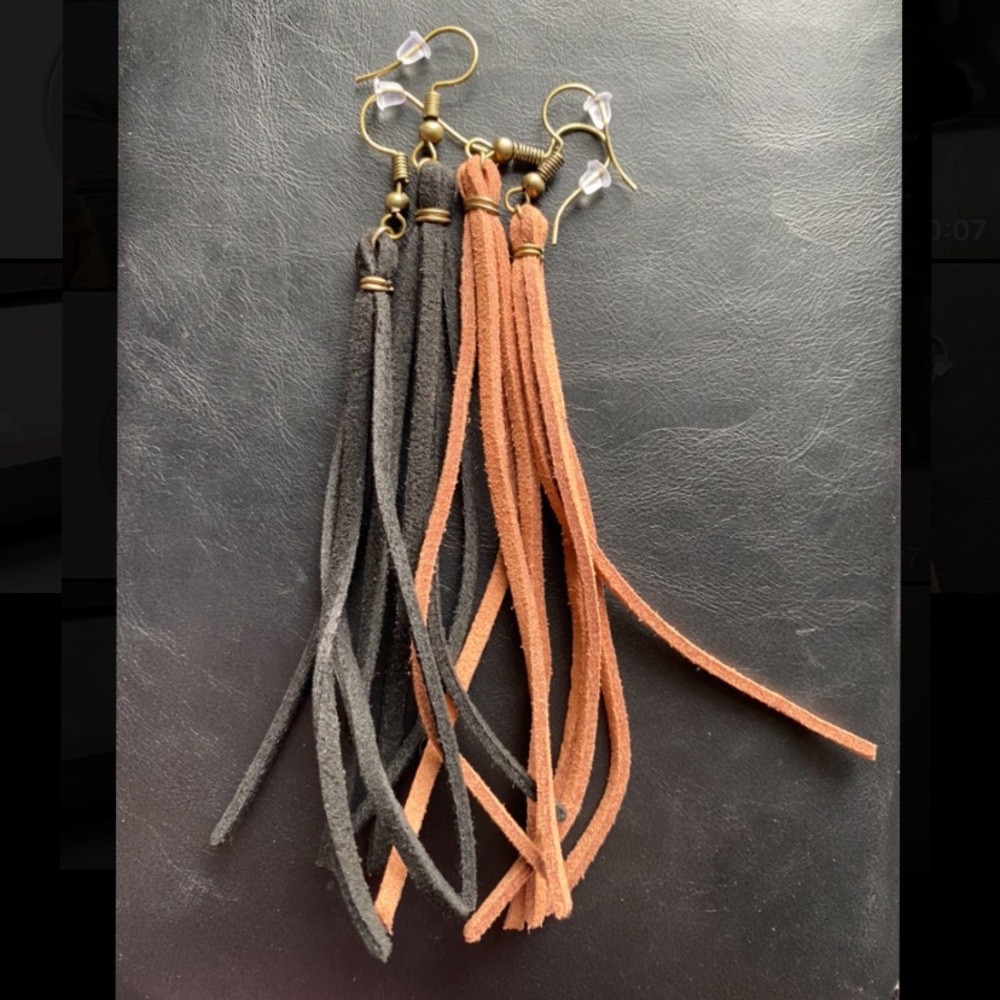 HANDMADE bronze tassel earrings